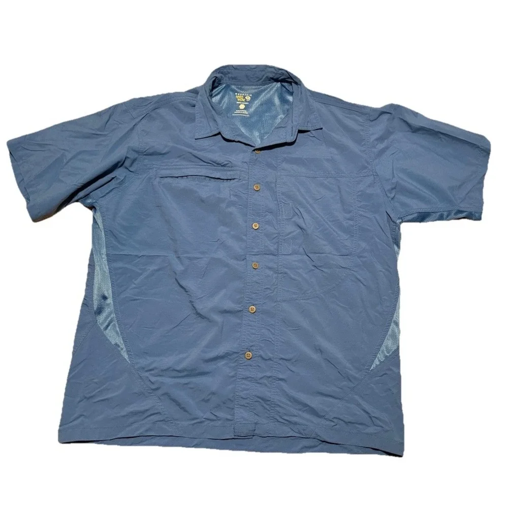 Mountain Hardware Shirt Mens‎ XL Blue Vented Button Up Outdoors Hiking Fish